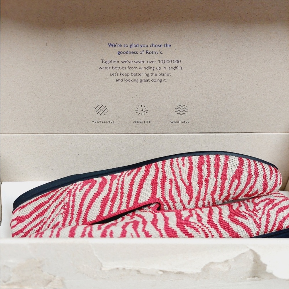 Rothy's Red and Cream Zebra Loafers - Picture 7 of 8